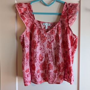 Jessica Simpson Pink Ruffled Sleeveless Blouse